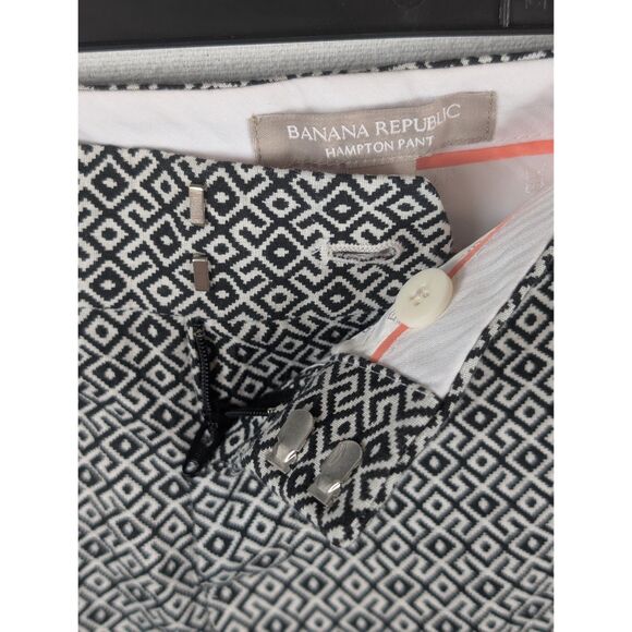 Banana Republic Pattern Hampton Pant Black & White Women's Size 4 - Picture 8 of 13